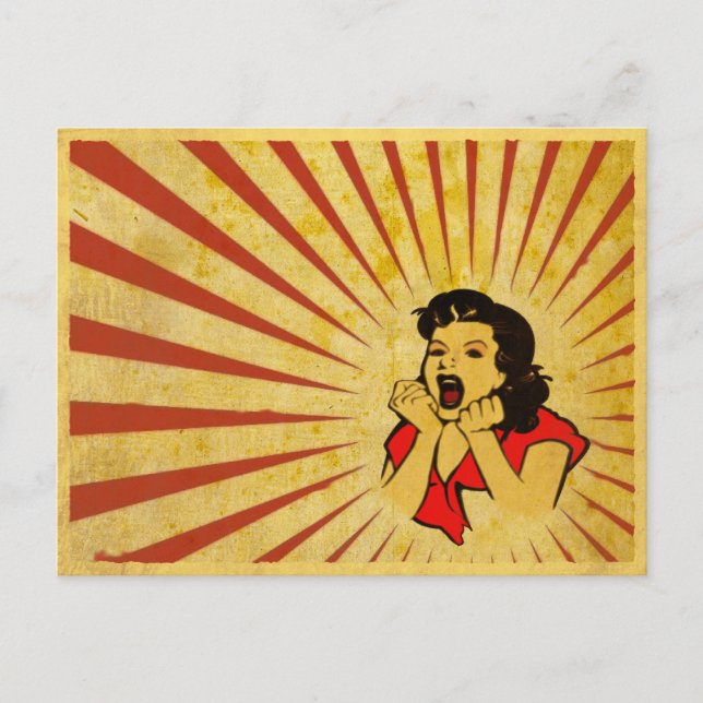 Postkarte mit Coolem Vintagem Rotes Dress Girl Zei (Vorderseite)