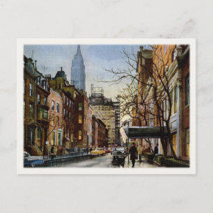 Postkarte mit Coolem Vintagen New Yorker Herbstmot