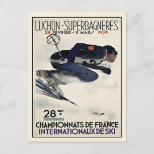 Postkarte mit coolen Skiplakat aus Frankreich