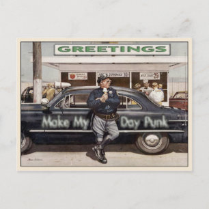 Postkarte mit cooler vintage Polizeibeamten-Illust