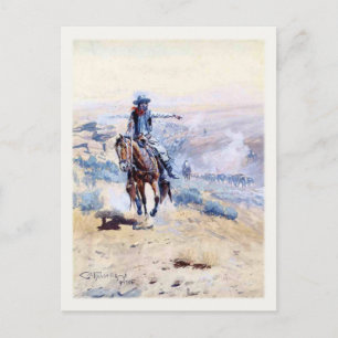 Postkarte mit Cowboy, der auf den Weg zeigt