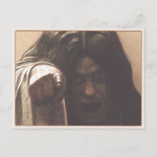 Postkarte mit Creepy Girl Pointing Finger (Vorderseite)