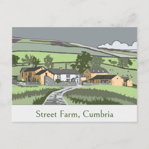 Postkarte mit Cumbrian-Bauernhaus-Szene