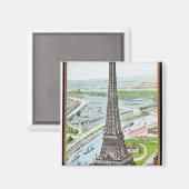 Postkarte mit dem Eiffelturm Magnet (Vorderseite/Rückseite)