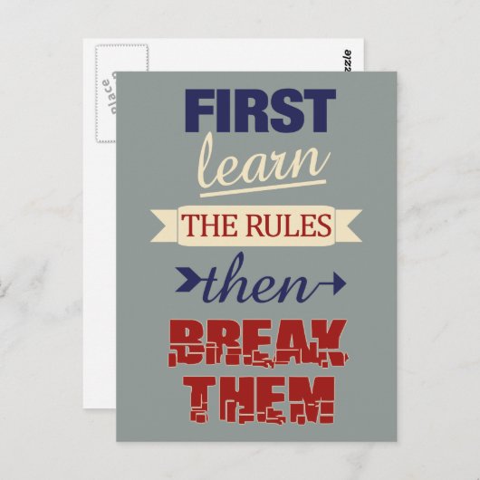 Postkarte mit den Break Rules (Vorne/Hinten)