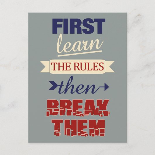 Postkarte mit den Break Rules (Vorderseite)