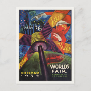 Postkarte mit der Ausstellung "Chicago World" von