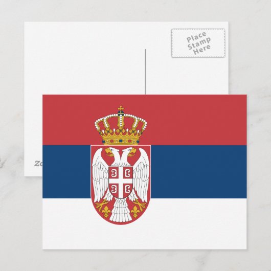 Postkarte mit der Flagge Serbiens (Vorne/Hinten)