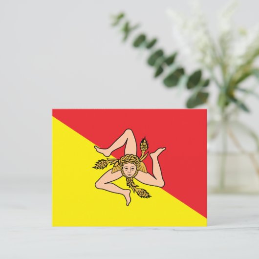 Postkarte mit der Flagge Siziliens, Italien (Stehend Vorderseite)