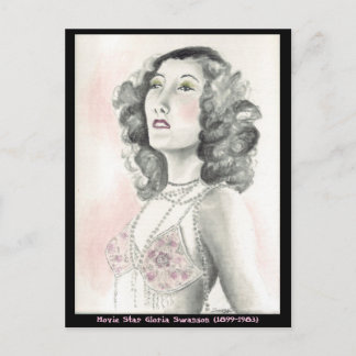 Postkarte mit der Originalkunst von Gloria Swanson