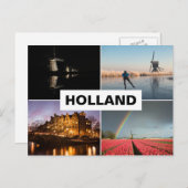 Postkarte mit einer Holland-Collage mit vier Fotos (Vorne/Hinten)