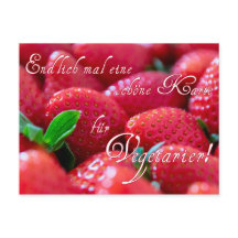 Postkarte mit Erdbeeren für Vegetarier!