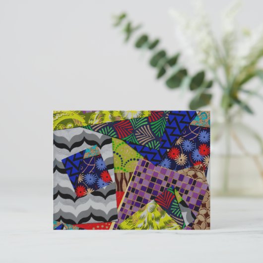 Postkarte mit farbiger Collage (Stehend Vorderseite)