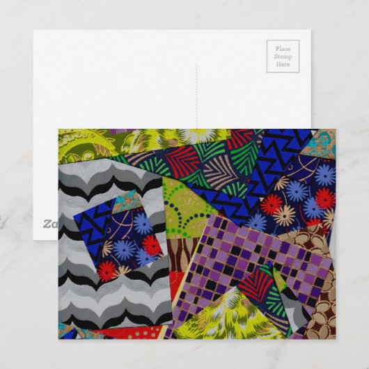 Postkarte mit farbiger Collage (Vorne/Hinten)