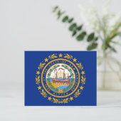 Postkarte mit Flag New Hampshire Staat - USA (Stehend Vorderseite)
