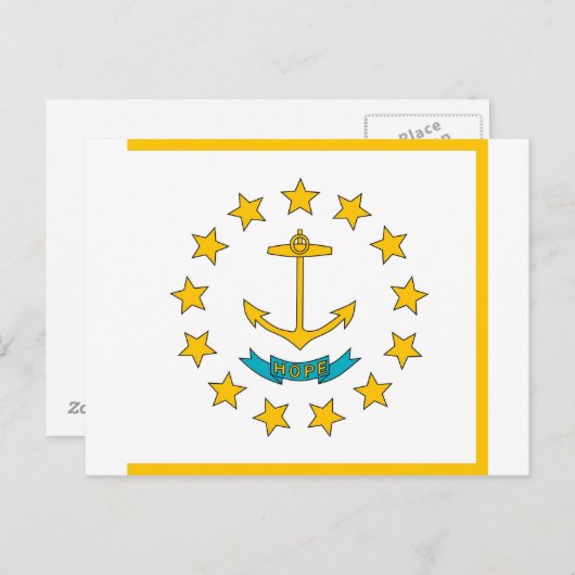Postkarte mit Flag Rhode Island Staat - USA (Vorne/Hinten)
