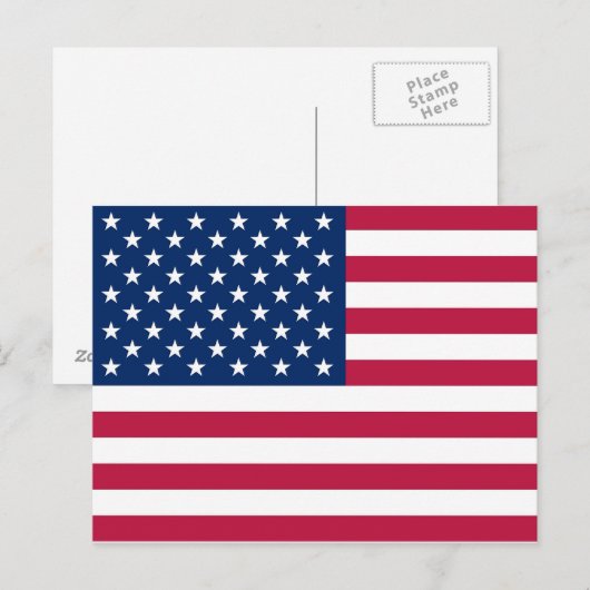 Postkarte mit Flagge der USA (Vorne/Hinten)