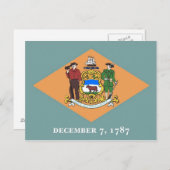 Postkarte mit Flagge des Delaware-Staat - USA (Vorne/Hinten)