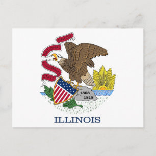 Postkarte mit Flagge des Illinois-Staat - USA