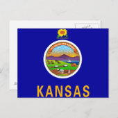 Postkarte mit Flagge des Kansas-Staat - USA (Vorne/Hinten)