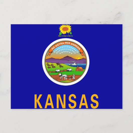 Postkarte mit Flagge des Kansas-Staat - USA (Vorderseite)