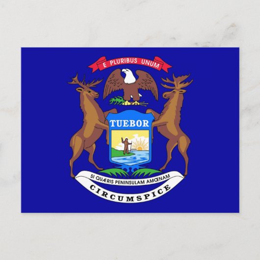 Postkarte mit Flagge des Michigan-Staat - USA (Vorderseite)