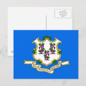 Postkarte mit Flagge des Staat Connecticut - USA (Vorne/Hinten)
