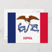 Postkarte mit Flagge des Staat Iowa - USA (Vorne/Hinten)