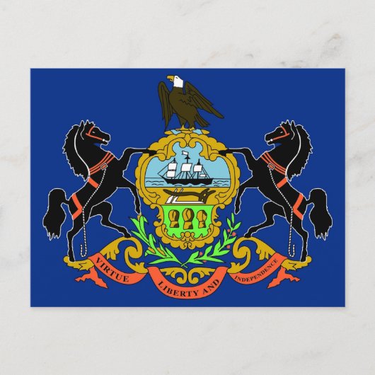 Postkarte mit Flagge des Staat Pennsylvania - USA (Vorderseite)