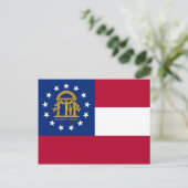 Postkarte mit Flagge Georgiens Staat - USA (Stehend Vorderseite)
