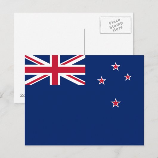 Postkarte mit Flagge Neuseelands (Vorne/Hinten)