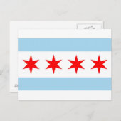 Postkarte mit Flagge von Chicago, Illinois Staat, (Vorne/Hinten)