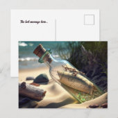 Postkarte mit Flaschenpost am Strand (Vorne/Hinten)