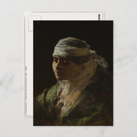 Postkarte mit Frederick Arthur Bridgman Malerei (Vorne/Hinten)