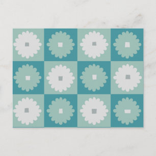 Postkarte mit geometrischen Blumen im Mid-Century-