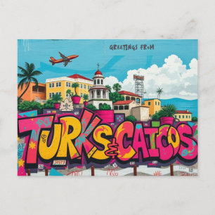 Postkarte mit Graffiti aus den Turks- und Caicosin
