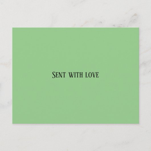 Postkarte mit grüner Liebe, Sitzkarte (Vorderseite)