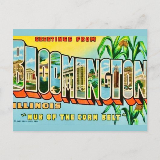 Postkarte mit Gruß aus Bloomington IL (Vorderseite)
