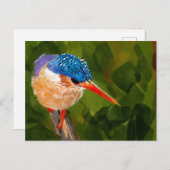 Postkarte mit handgemaltem Eisvogel (Vorne/Hinten)