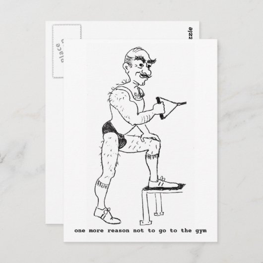 Postkarte mit handgezeichnet Karikatur (Vorne/Hinten)