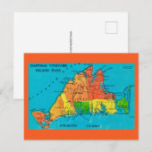 Postkarte mit Inselkarte von Martha's Vineyard (Vorne/Hinten)