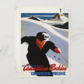 Postkarte mit kanadischen Rockies Ski Print (Vorne/Hinten)