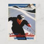 Postkarte mit kanadischen Rockies Ski Print (Vorderseite)