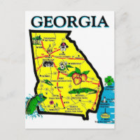 Postkarte mit Karte von Georgia