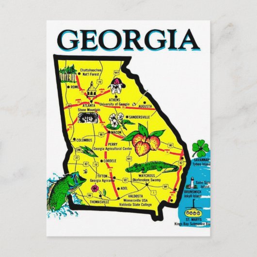Postkarte mit Karte von Georgia (Vorderseite)