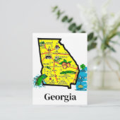 Postkarte mit Karte von Georgia (Stehend Vorderseite)