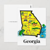 Postkarte mit Karte von Georgia (Vorne/Hinten)