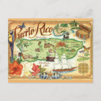Postkarte mit Karte von Puerto Rico