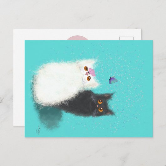 Postkarte mit Katzen (Vorne/Hinten)