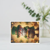 Postkarte mit Kobold und Goldtopf zum St. Patrick' (Stehend Vorderseite)